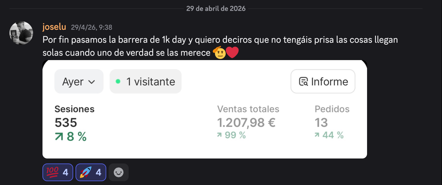 Panel con 1.207 € de ventas en un día