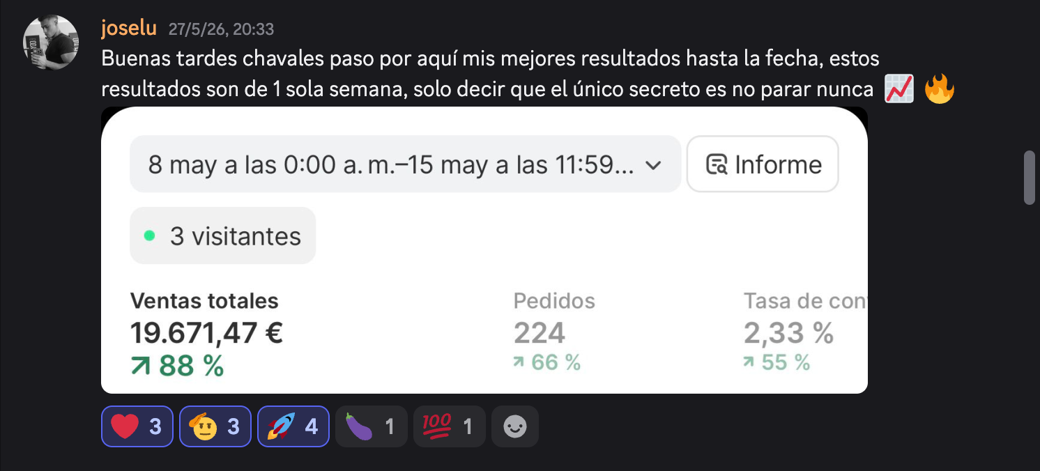 Panel con 19.671 € de ventas en una semana
